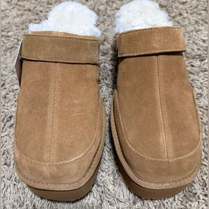 Joyspun Women's Faux Fur Suede Upper  Convertible Clog Slippers Size: 10